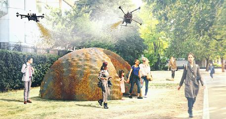 法国建筑师开发出泥浆喷射无人机，用于快速建造应急避难所
